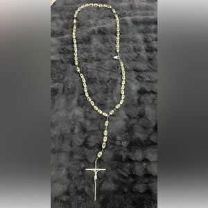Large Wall Hanging 59, 1” Rosary Beads Carved Resin Jesus Christ Crucifix